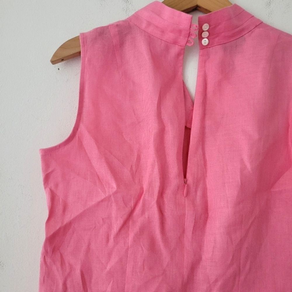 Talbots Petites 100% Irish Linen Pink Sleeveless Blouse 6 - Picture 3 of 7